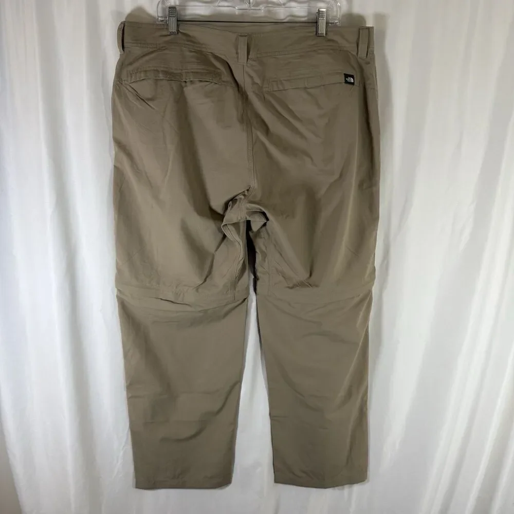 North Face Hiking Convertible Pants Men's 40x30 Khaki Zip Pocket Snap Zip